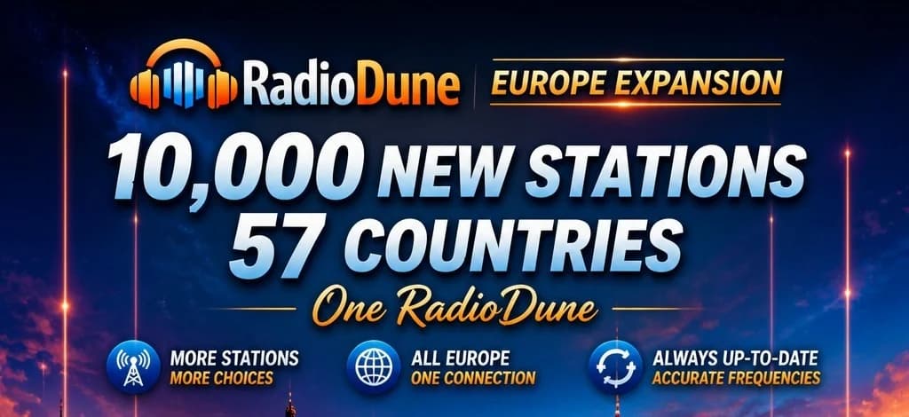 10,000 محطة راديو جديدة في أوروبا: RadioDune ي.expand إلى 57 دولة