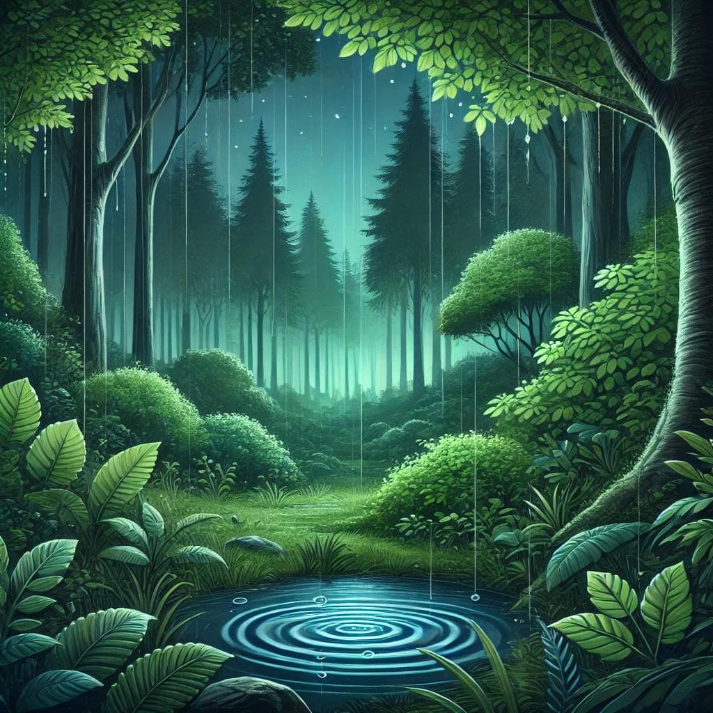 
                    ️ El suave murmullo de la LLUVIA tranquilizadora en las hojas
                