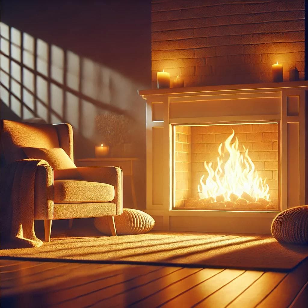 
                     El FUEGO de chimenea te envuelve con su cálida serenidad para una relajación profunda
                