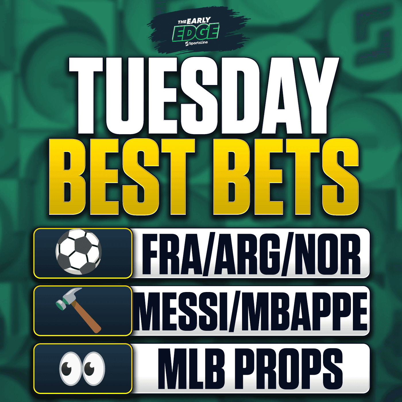 Tuesday's BEST BETS: World Cup Picks + MLB Props and HRs