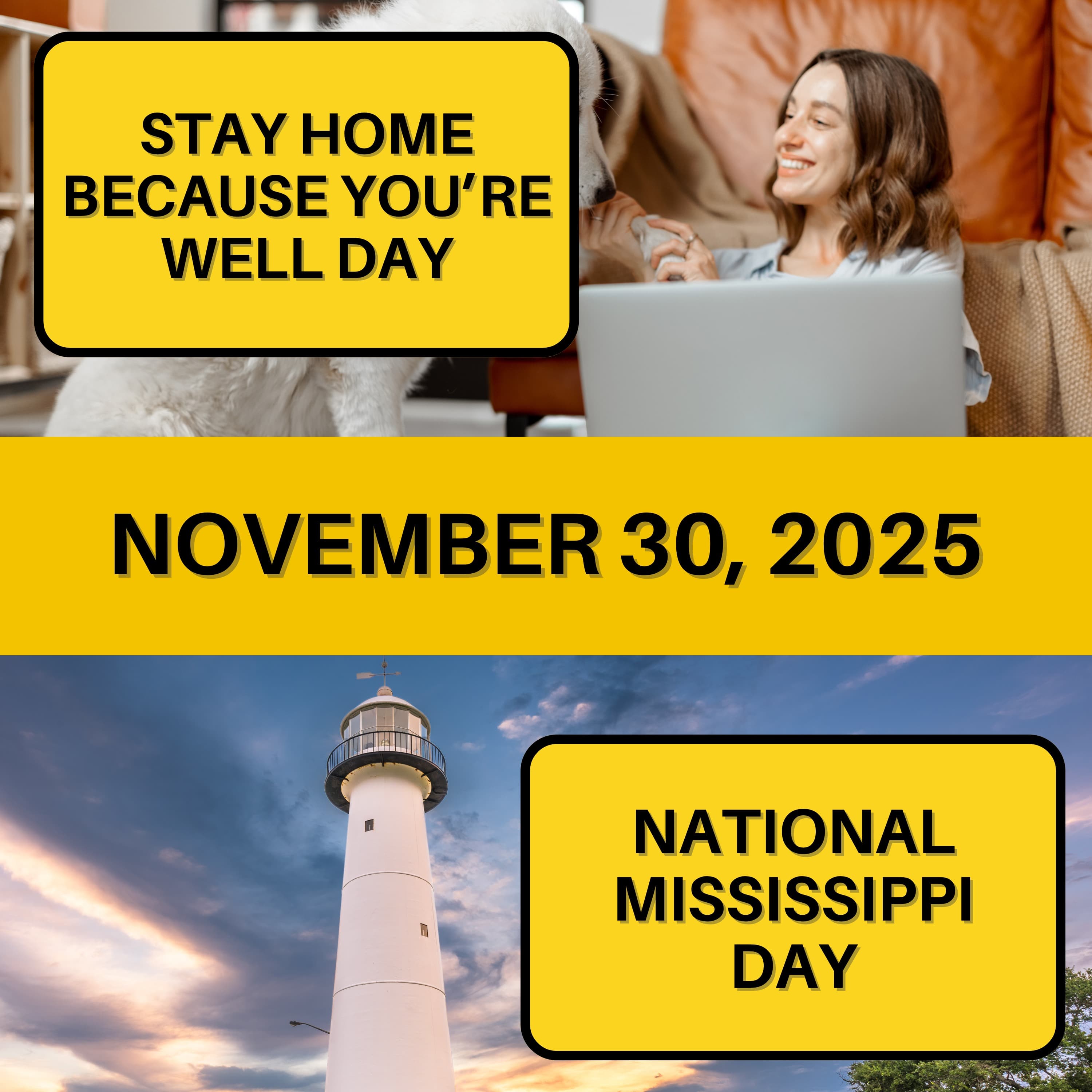Stay Home Because You're Well Day & National Mississippi Day