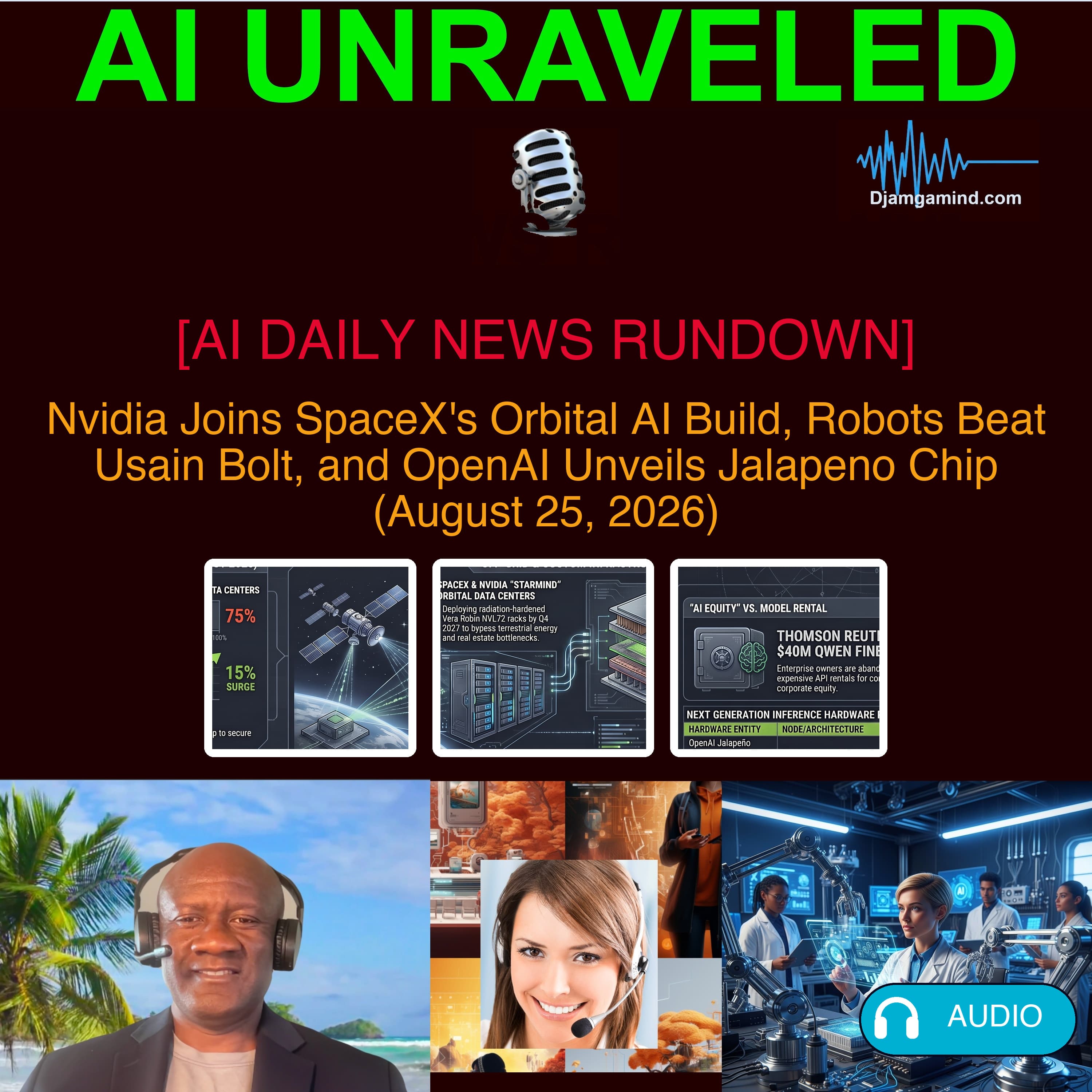 [AI DAILY NEWS RUNDOWN] Nvidia Joins SpaceX's Orbital AI Build, Robots Beat Usain Bolt, and OpenAI Unveils Jalapeno Chip (August 25, 2026)