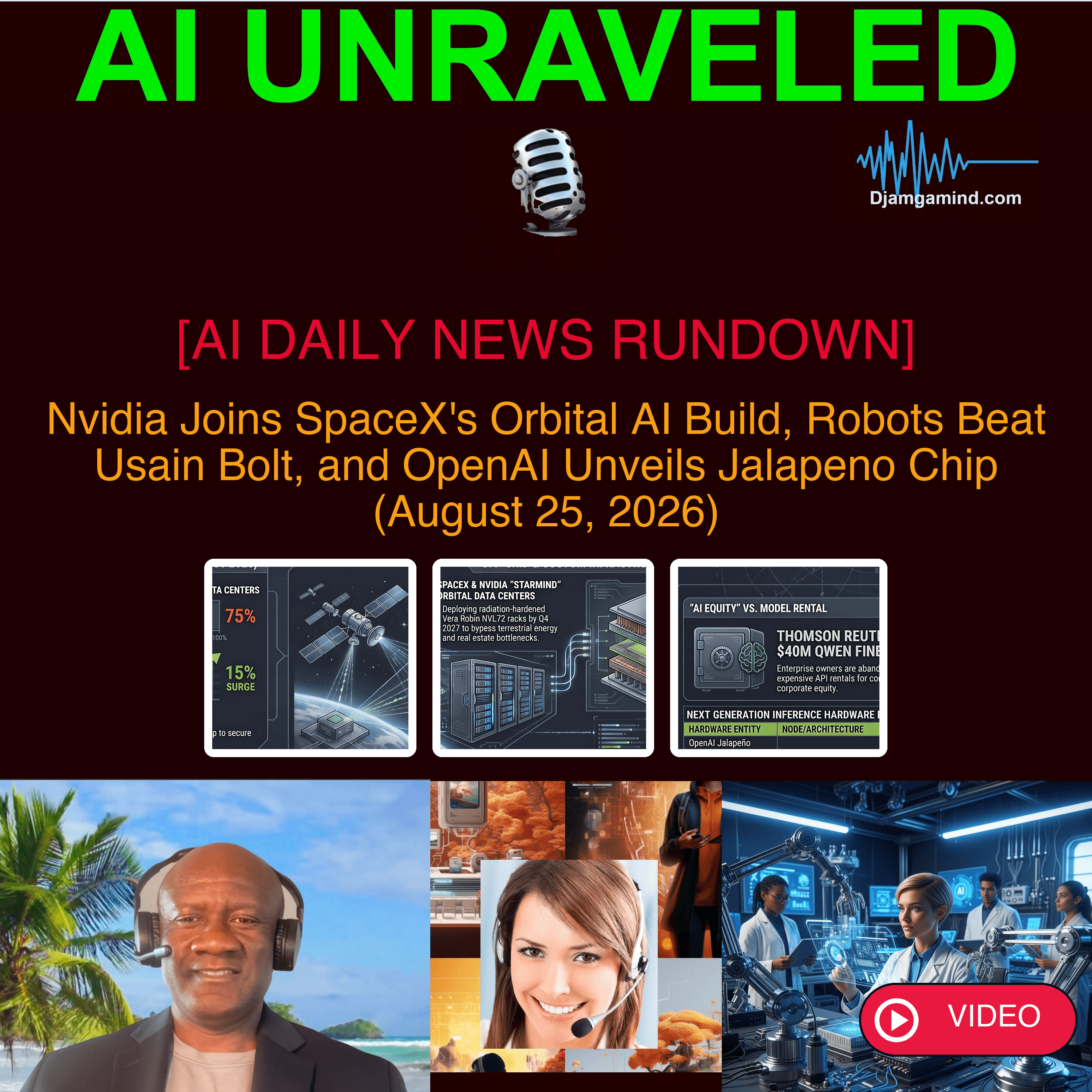 [VIDEO AI DAILY NEWS RUNDOWN] Nvidia Joins SpaceX's Orbital AI Build, Robots Beat Usain Bolt, and OpenAI Unveils Jalapeno Chip (August 25, 2026)
