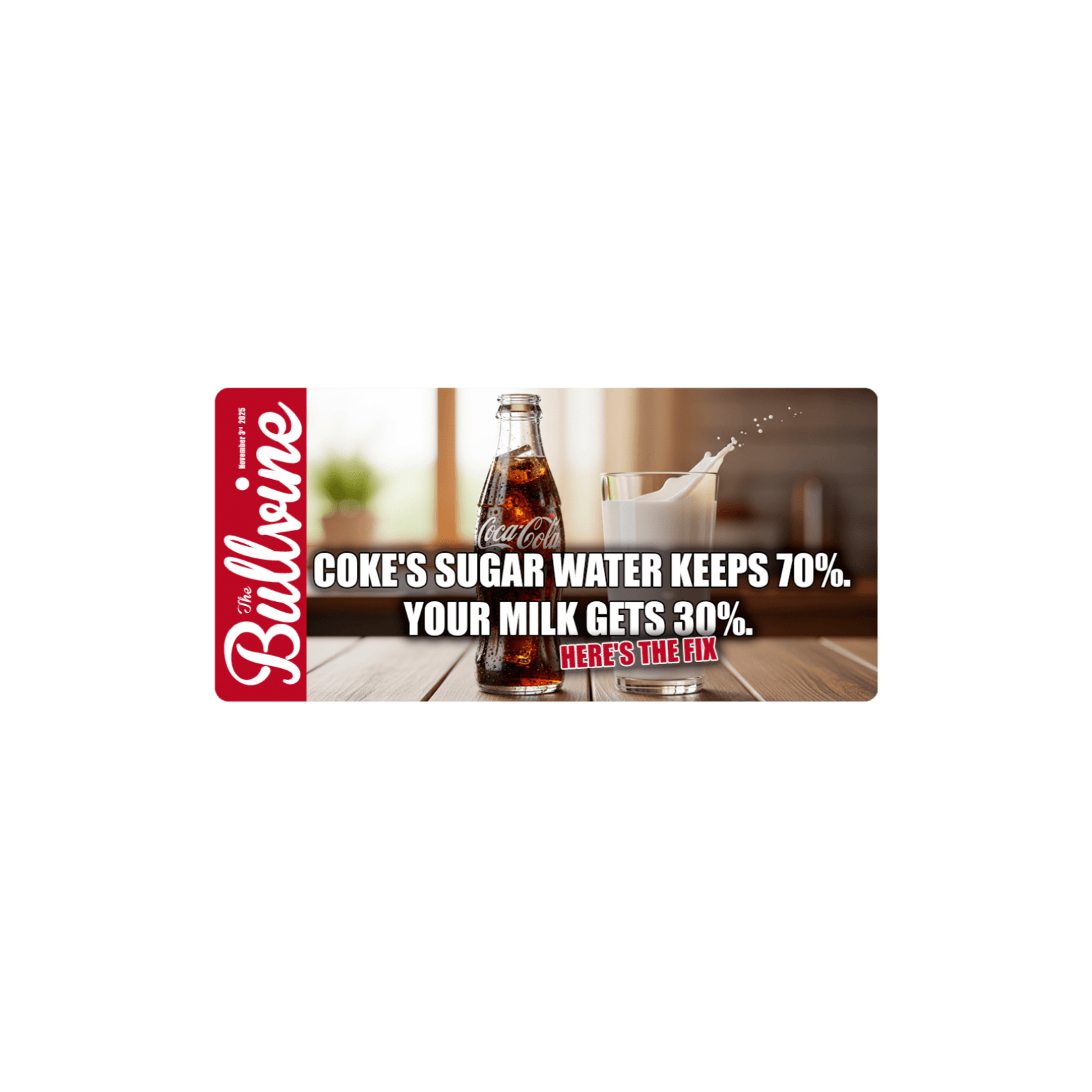 E409 Coke’s Sugar Water Keeps 70%. Your Milk Gets 30%. Here’s the Fix