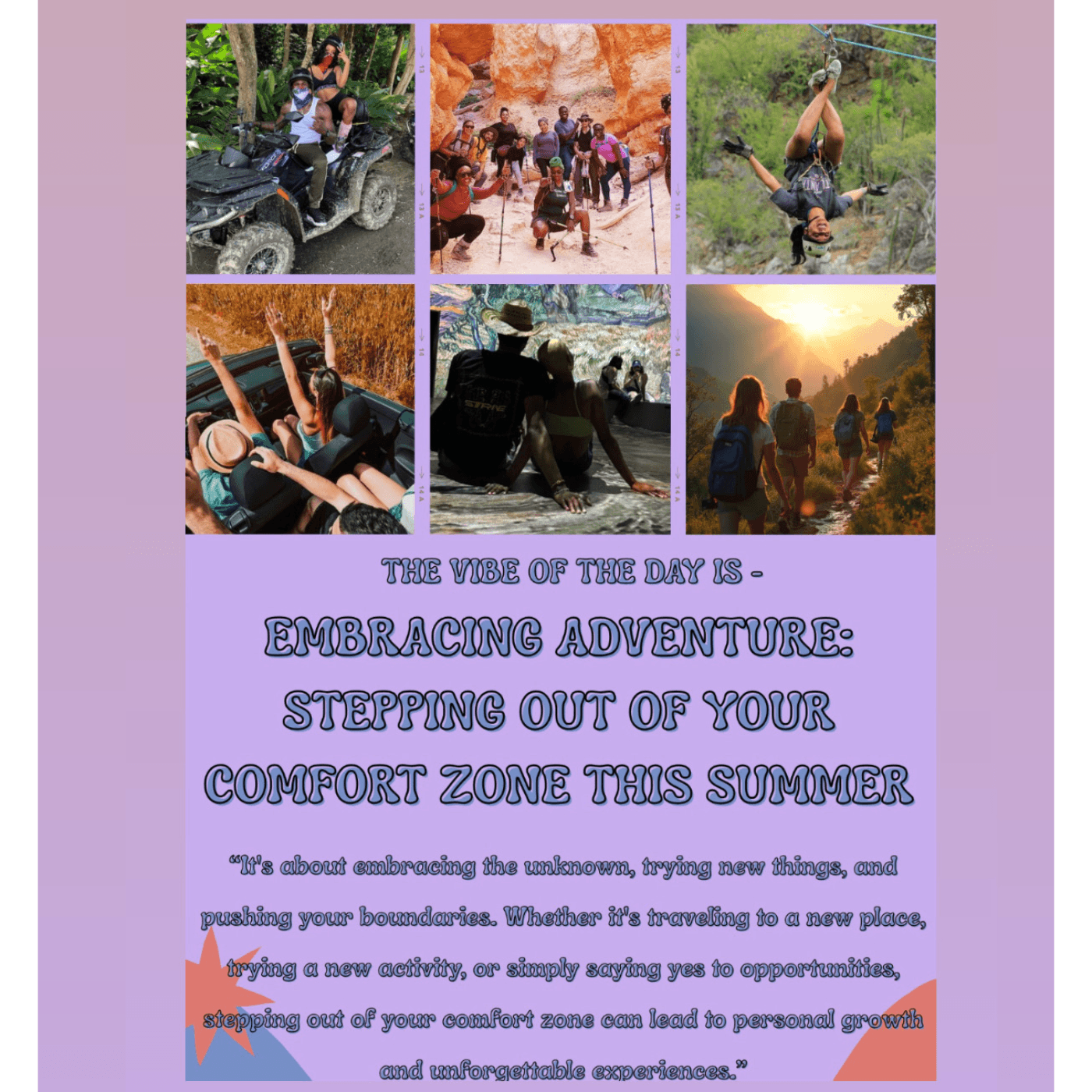 Vibe of the day - Embracing Adventure: Stepping Out of Your Comfort Zone This Summer