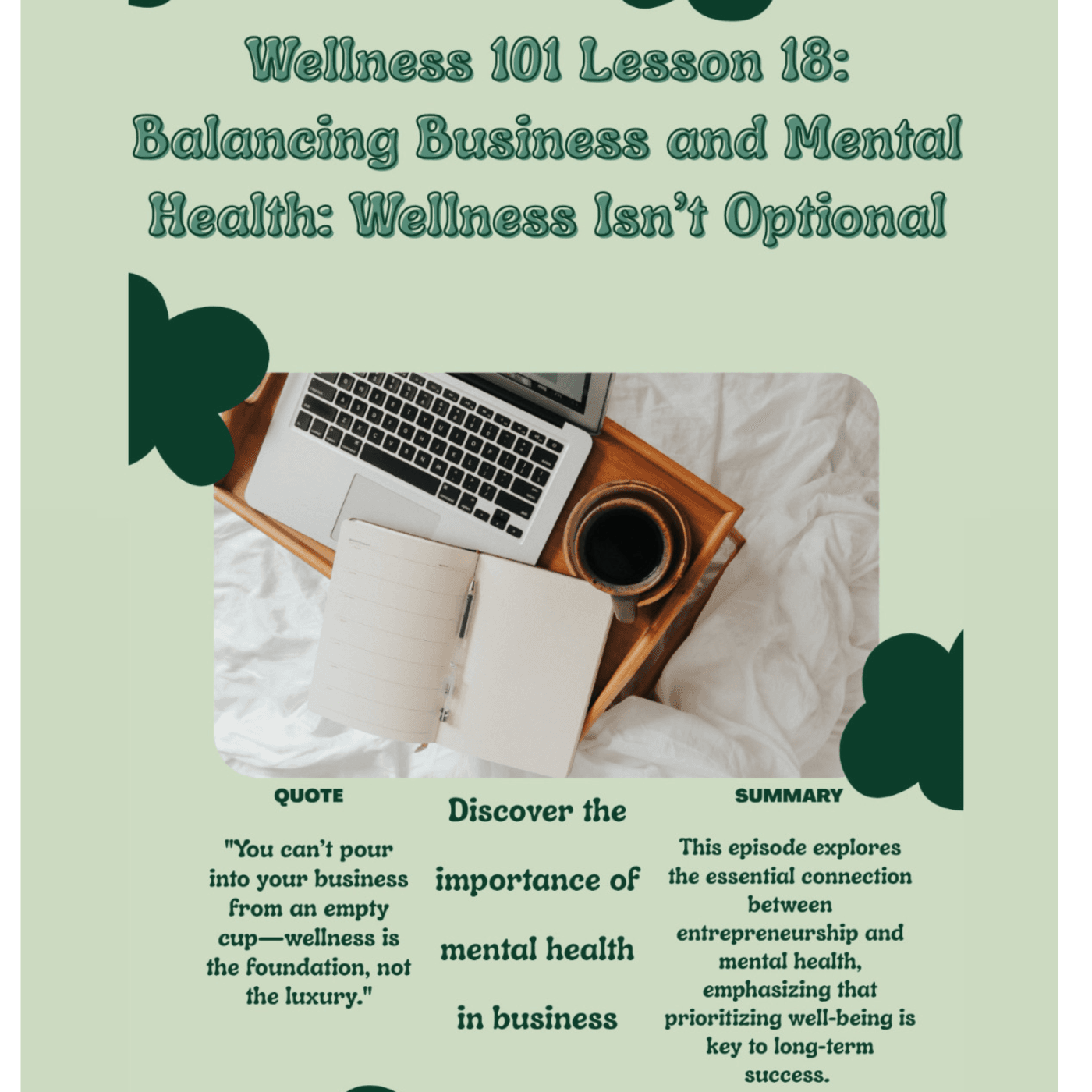 Wellness 101 Lesson 18 – Balancing Business & Mental Health: Wellness Isn’t Optional