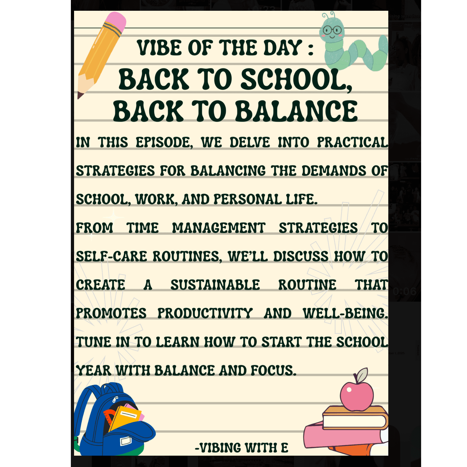 Vibe of the Day - Back to School, Back to Balance