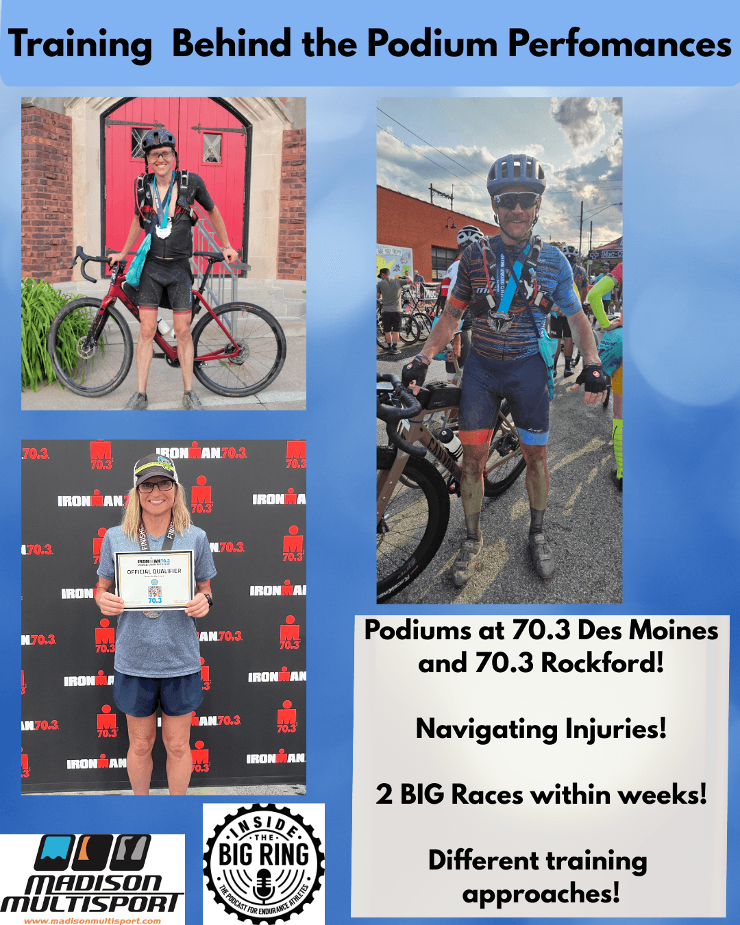 186: Training Behind Podium Performances! Rockford and Des Moines 70.3