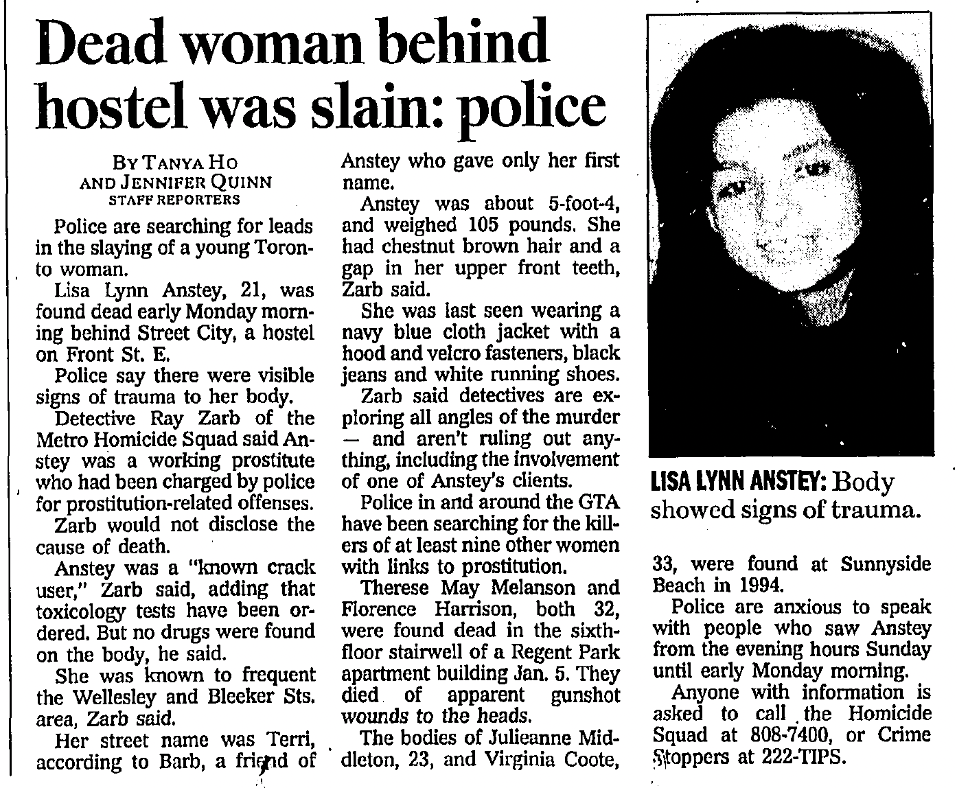 The Unsolved Murder of Lisa Anstey: The Street City Mystery